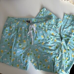 Light Blue Pajama Pants with Cartoon Print